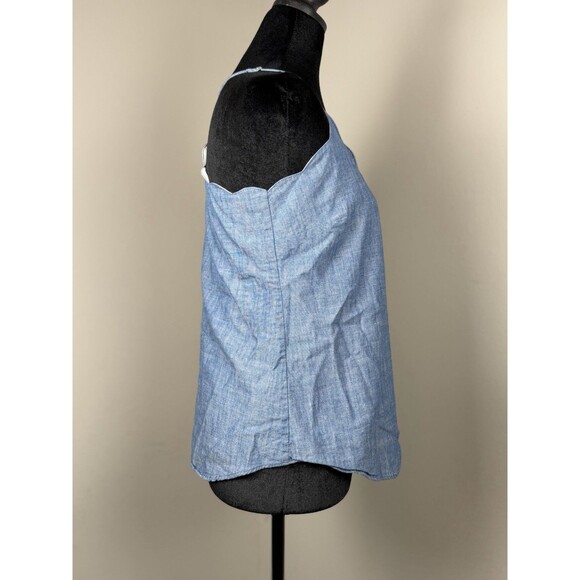 J.Crew Scalloped Camisole Top Size 0 Chambray Blue Adjustable Strap Tank - Picture 3 of 12